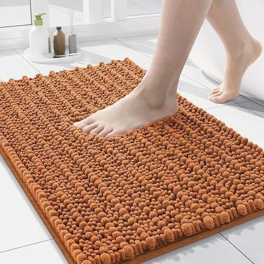 Arotive Luxury Chenille Bathroom Rug Mat, Extra Soft Thick Absorbent Shaggy Bath Rugs, Non-Slip Machine Wash Dry, Plush Bath Mats for Bathroom, Shower and Tub, 30x17, Clay