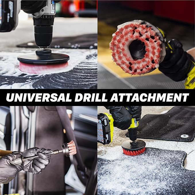 Maxshine Universal M8 Medium-Duty Drill Brush for Upholstery & Carpet (4”) | Scrubber Attachment for Car Detailing, Leather, Fabric & Home Cleaning | Deep-Clean Tool Removes Stains, Grime & Spots