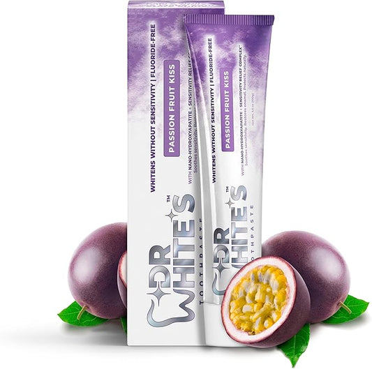 Dr. White’s Fruit by Design™ Line — Passion Fruit Kiss Fluoride-Free Nano-Hydroxyapatite Toothpaste, 3.5 oz | Mint-Free | Dentist-Formulated | Enamel-Identical Mineral Care