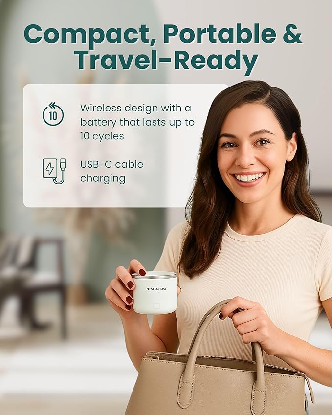 Ultrasonic Retainer Cleaner Machine - Aligner Cleaner for Night guard, Retainer, Denture, Toothbrush, Jewellery, 2 Easy Cleaning Modes with 1000 mAh Battery