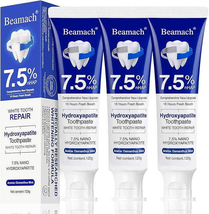 Hydroxyapatite Toothpastes - Fluoride-Free Nano Hydroxyapatite Toothpaste 7.5 | Enamel Repair | Breath Freshening | Mild Mint | Appropriate for Sensitive Teeth 4.23oz (3)