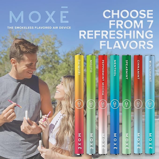 MOXE Natural Spearmint Air Inhaler | Non Electric Long-Lasting Flavored Air Refreshing Support | Oral Fixation Spearmint & Menthol Essential Oils, Craving Relief - 3 Pack