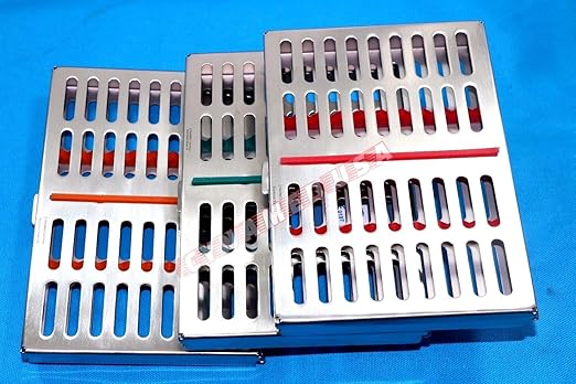 German 3 Dental Sterilization Cassette Rack Tray Box for 10 Instruments
