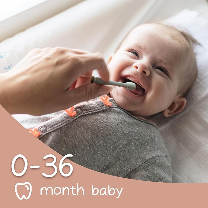 Moonkie Baby Finger Toothbrush Tongue Oral Cleaner Kit for 3 Months +, 3 Pcs (Blue/Mint/Blue)
