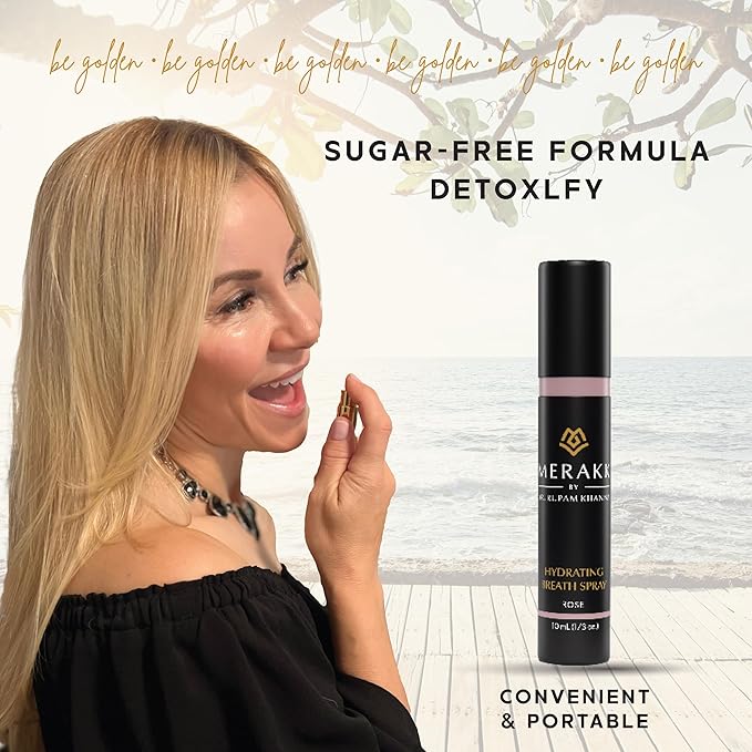 Merakk Limited Edition Fresh Breath Spray in Rose - Sugar-Free Breath Freshener Spray & Dry Mouth Spray - Bad Breath Spray with Stevioside, Menthol & Glycerin - Dentist-Designed Oral Spray - 0.3 fl oz