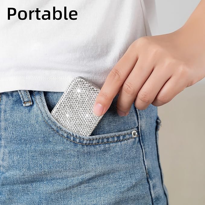2pcs Dental Floss Holder Travel Bling Gum Container Small Metal Tin Box Case for Q-tip,Cotton Swab（Purple