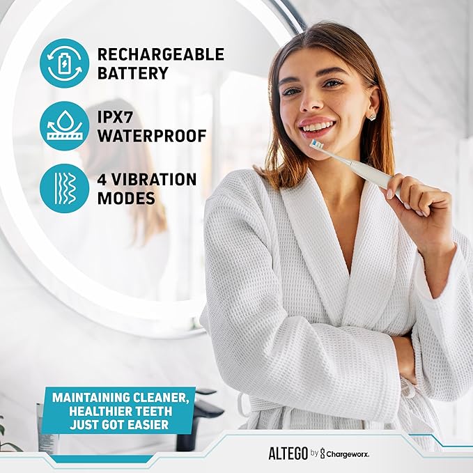 ChargeWorx Altego Ultra-Sonic Combo Set, Portable Electric Toothbrush and Water Flosser, Cordless Oral Irrigator and Rechargeable Dental Kit with Extra Tips