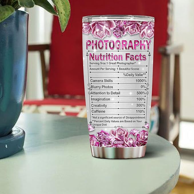 Personalized Gifts For Photographer Women Photography Coffee Mug Travel Cup Tumbler Gift For Wife Daughter Mom 20oz Insulated Stainless Steel With Lid Christmas Birthday Mothers Day Valentine