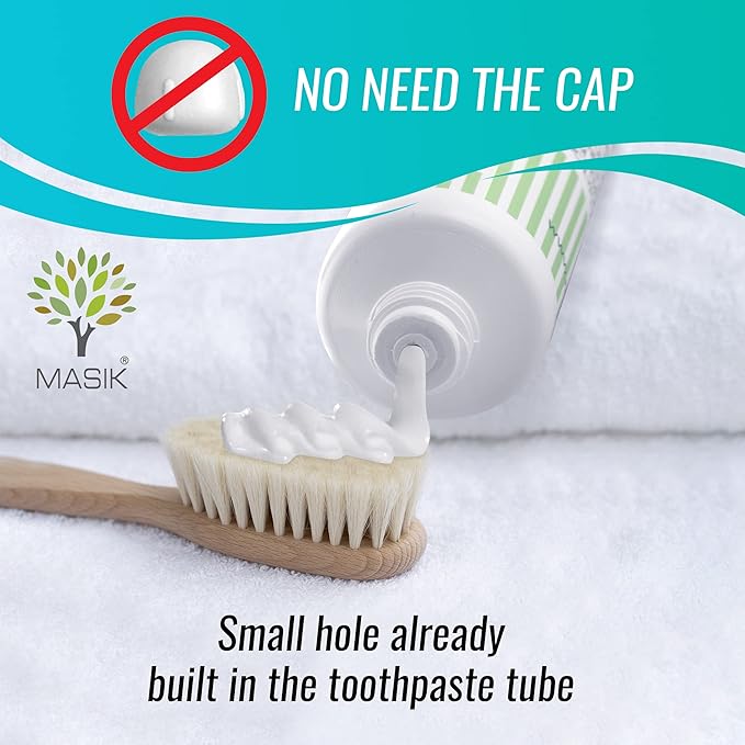 Masik Natural Mint Toothpaste – Whitening & Sensitive Teeth | Dead Sea Salt | Stain & Plaque Remover | Bleeding Gums & Canker Sore Care | Fluoride & SLS-Free | Non-Foaming | Made in Israel
