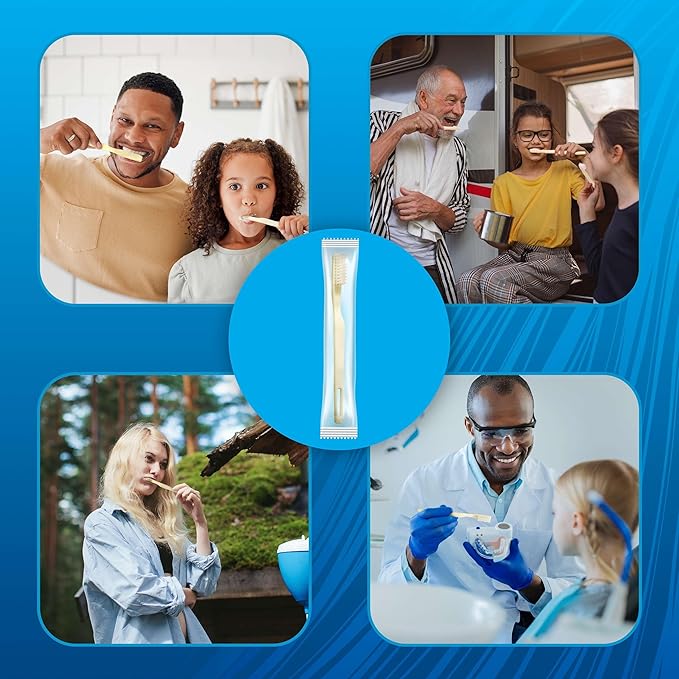 Medium Soft Toothbrushes for Adults and Kids - Case of 1440 Yellow Tooth Brushes - Individually Wrapped