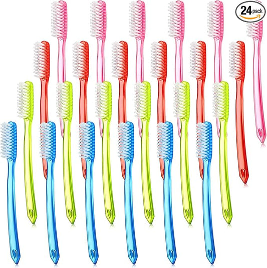 Zopeal Extra Hard and Firm Toothbrush for Adults Bulk Huge Large Long Head Bristle Full Head Manual Toothbrush for Whitening Cleaning(24 Pieces)