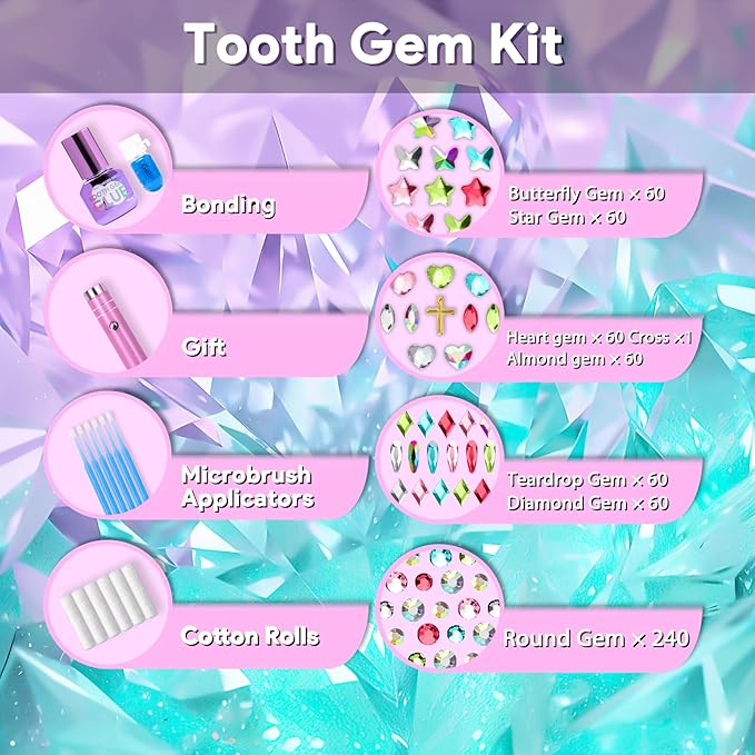 400 Pieces Brilliant Crystal Tooth Gem Kit for DIY Sparkling Smile Jewelry Making Kits