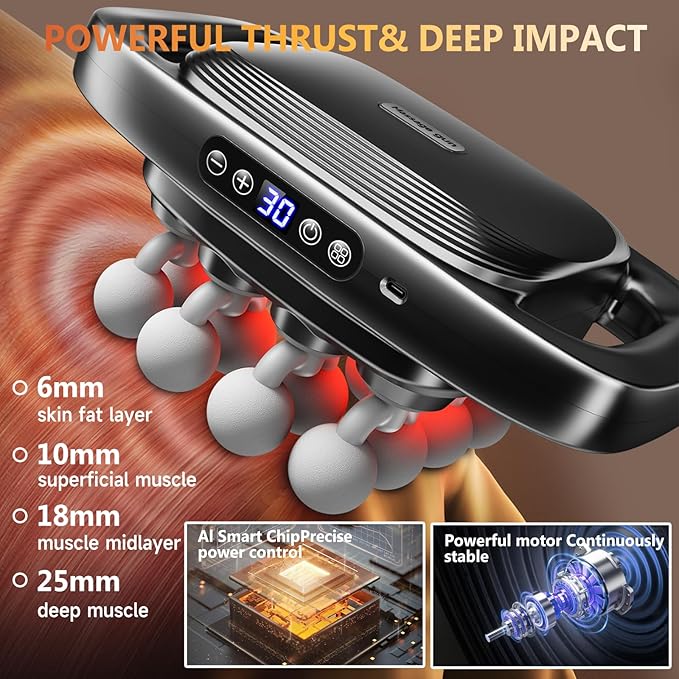 Upgraded 16-Head Massage Gun, Deep Tissue Percussion Massager, Muscle Massage Gun for Back, Shoulders, Legs, Body Muscle Pain Relief, Gifts for Men and Women