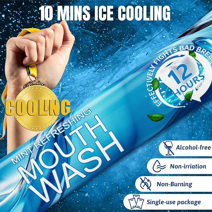 Travel Size Toiletries Mouthwash Packets - TSA-Approved Mini Mint Mouthwash for Adults, Alcohol & Fluoride-Free Oral Care for Air Travel Gifts, Dates & Office, Individually Wrapped (Pack of 30)