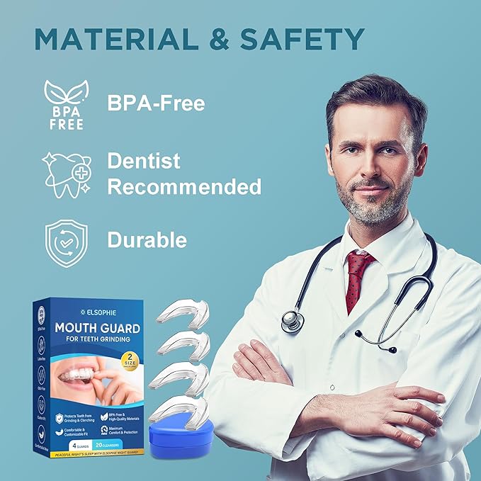 Mouth Guard for Grinding Teeth at Night: Night Guards for Teeth Clenching Custom Fit for Nighttime Protection - 4 Pack 20 Cleansing Tablets