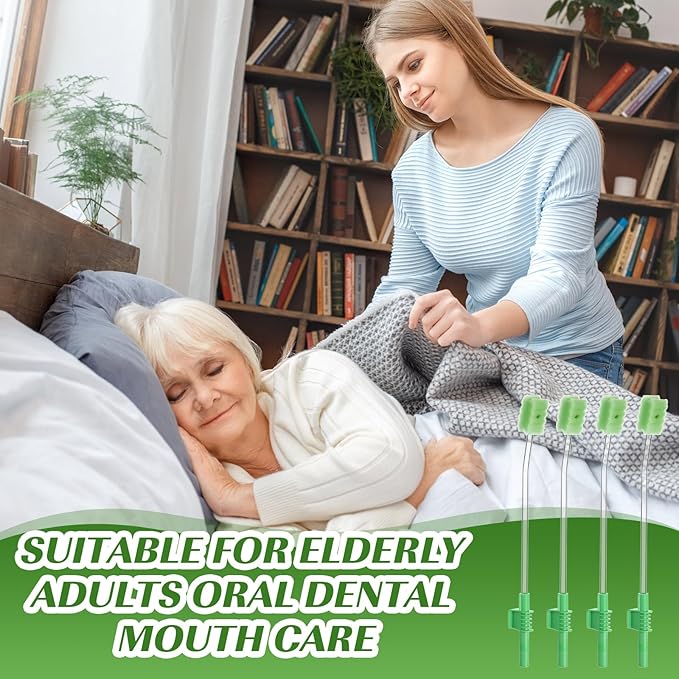 100 Pcs Oral Care Single Use Suction Swab Bulk Disposable Suction Toothbrush Individually Wrapped Swab Sponge for Elderly Adults Oral Dental Mouth Care
