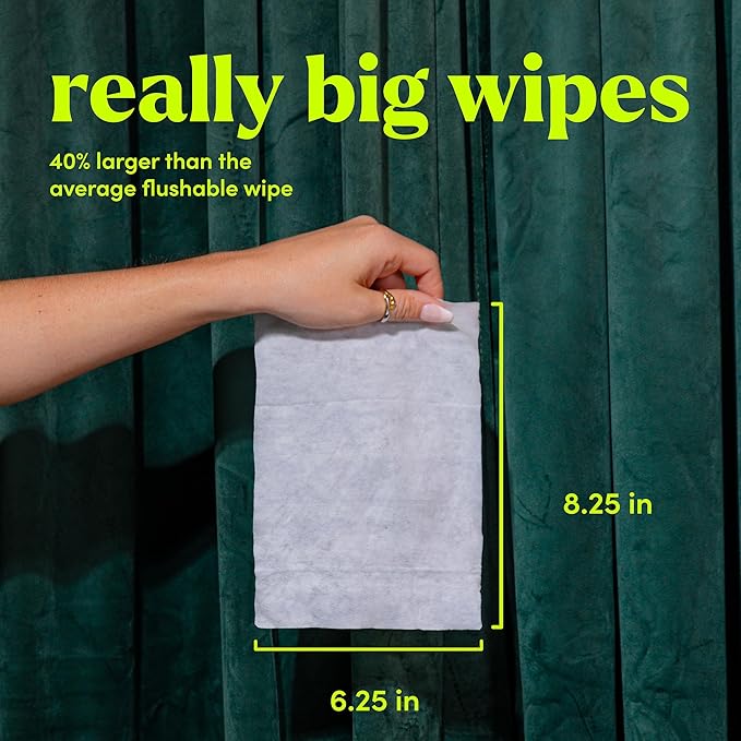 goodwipes Flushable Butt Wipes - Extra Large Adult Wet Wipes For Women & Men - Bathroom Essentials - Sewer & Septic Safe - Shea Coco & Botanical Bliss, 300 Count (6 Packs)