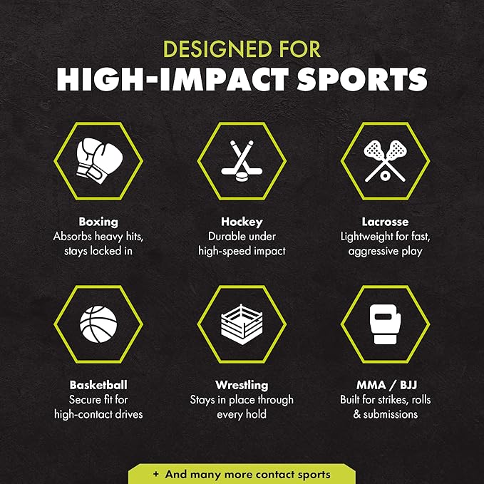 DAMAGE CONTROL High-Impact Mouth Guard – Sports Mouthguard for Boxing, Football, Hockey, Lacrosse & Basketball, Protects Teeth & Jaw, Protective Mouthpiece for Adults & Youth (Youth, Clear 2.0)