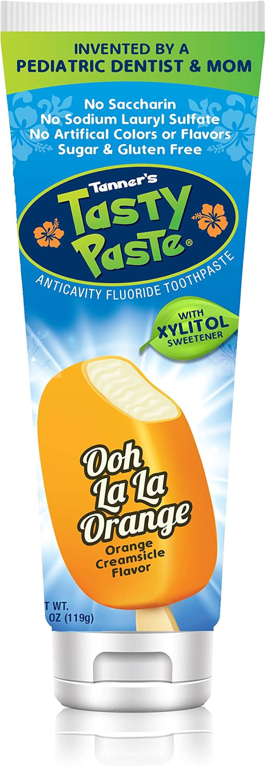 Tanner's Tasty Paste Ooh La La Orange - Anticavity Fluoride Children’s Toothpaste/Great Tasting, Safe, and Effective Vanilla Flavored Toothpaste for Kids (4.2 oz.)