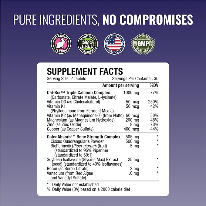 Approved Science Bonesyl - Strengthen Bones, Limit Bone Density Loss - Maintain Overall Bone Health - K2, BioPerine, and Magnesium - 360 Tablets - Vegan - Made in USA