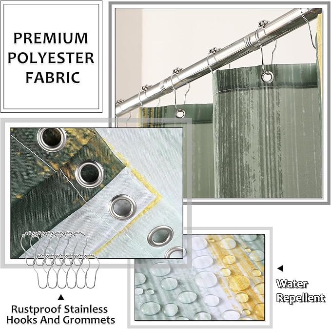 Bathroom Accessories Set - 25PC Bathroom Set with Shower Curtain and Rugs, Sage Green Bathroom Set, Bathroom Accessory Set with Press-on Lid Trash Can, Soap Dispenser and Qtip Holders