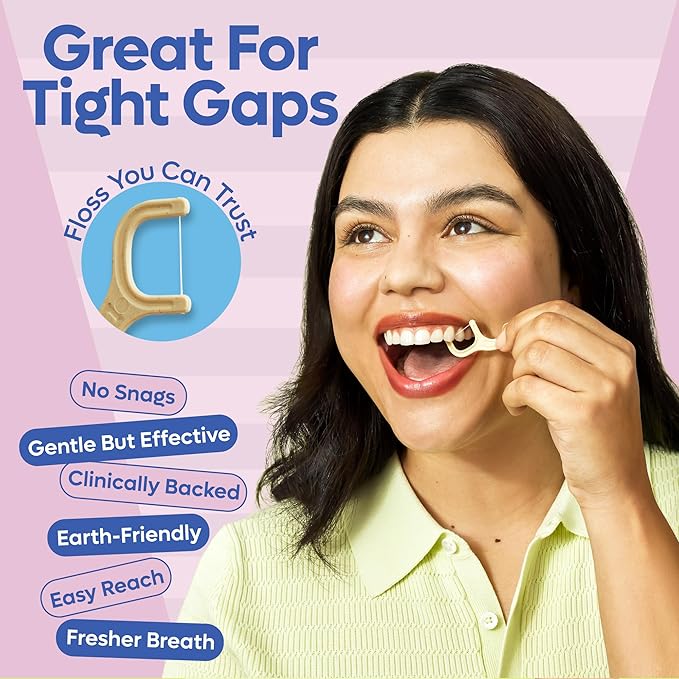 SmartLifeco Eco-Friendly Dental Floss Picks (300ct) - The Original Straw Wheat Flossers, Superior Anti-Shred Thread for Tight Gaps, Zero Waste Tooth Pick for Adults, Soft on Gum & Teeth, Unflavored