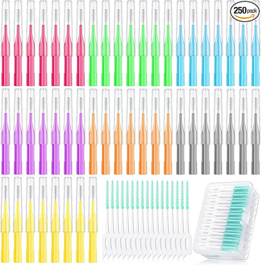 Zopeal 250 Pieces Braces Flossers Interdental Brush for Cleaner Tooth Toothpick Dental Teeth Flossing Picks Head Oral Dental Hygiene Cleaning Tool Soft Cleaners(Cute Color)