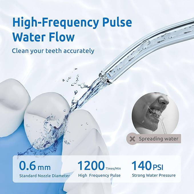 SYNHOPE Water Flosser Mini Cordless Portable Oral Irrigator Water Teeth Cleaner Pick, Telescopic Water Tank, 3 Modes & IPX7 Waterproof, Home & Travel Water Flossers for Teeth, Braces Bridges Care
