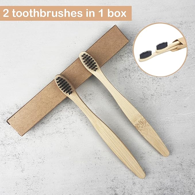 SEVENHEAD 10 PCS Kids Bamboo Toothbrushes Soft Bristles Wooden Toothbrushes, Natural Biodegradable BPA Free Eco Friendly Toothbrushes Black White