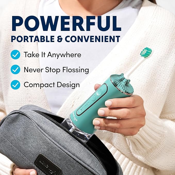 Professional Water Flosser - Advanced Dental Care for a Healthier Mouth, Gum, and Teeth - IPX7 Waterproof Oral Irrigator | 7 Replacement Tips, Travel-Friendly, Rechargeable - Oral Hygiene (Green)