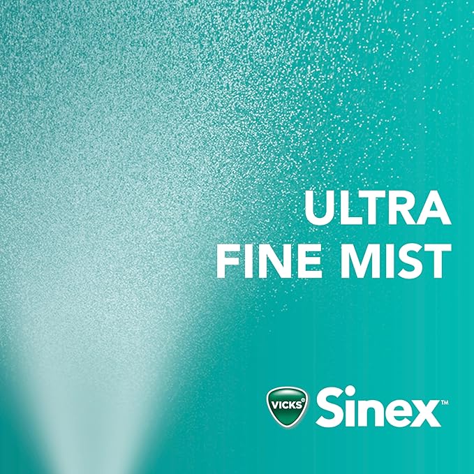 Vicks Sinex Severe Nasal Spray, Moisturizing Ultra Fine Mist with Aloe, Decongestant Medicine, Relief from Stuffy Nose Due to Cold or Allergy, Nasal Congestion & Sinus Pressure Relief, 265 Sprays x 2