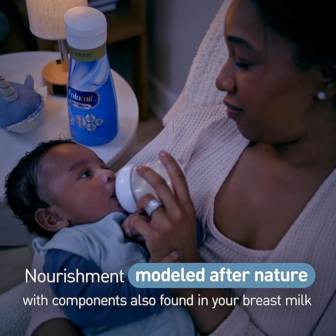 Enfamil Optimum Baby Formula, Our Closest Formula to Breast Milk, Brain Building DHA, Dual Prebiotics, Infant Formula Ready-to-Feed, Baby Milk, 32 oz RTU (Pack of 4)