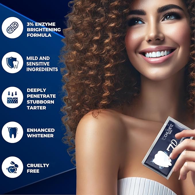 Chloe’C Teeth Whitening Strips | 7 Mint-Flavored Treatments for Sensitive Teeth | Non-Toxic Whitening Strips | Enamel Safe & Peroxide-Free | Removes Stains in 7 Days | Gentle-Effective Teeth Whitening