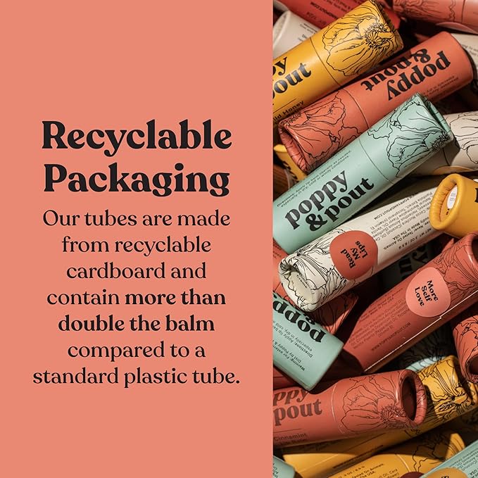 Jumbo Lip Balm Gift Set (3-Pack, Minty Flavors) | Poppy & Pout All Natural Lip Balms & Moisturizers | Hydrates with Beeswax, Vitamin E, Organic Coconut Oil | Cruelty-Free | Recyclable Cardboard Tube