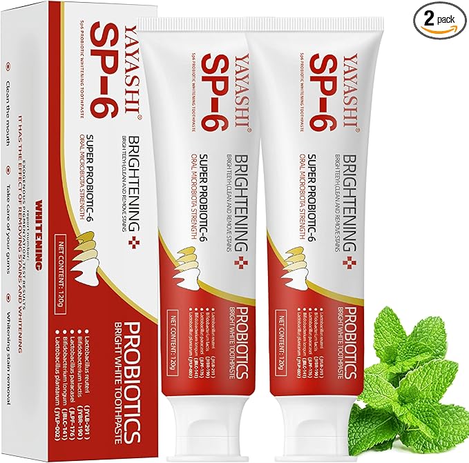 SP-6 Probiotic Whitening Toothpaste – Advanced Formula with 6 Probiotics for Brighter Teeth & Healthier Gums, Enamel-Friendly, Fresh Peppermint, Long-Lasting Clean