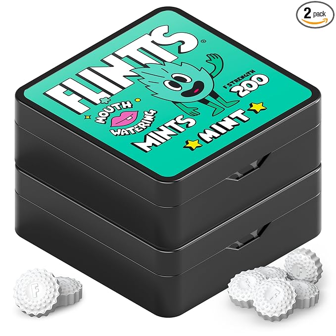 Flintts Mints Mint Stash – Sugar Free Mouthwatering Mints for Dry Mouth Relief & Freshness – Vegan Oral Health Support with Sparkle Effect – Pocket Travel Saliva Substitute, Lozenges Alternative, 2 Refill Packs