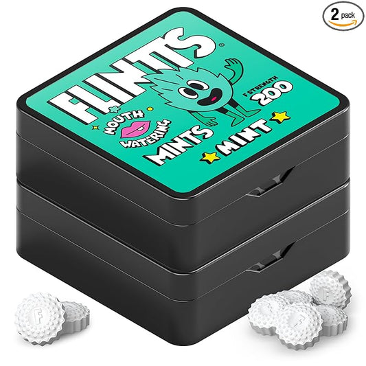 Flintts Mints Mint Stash – Sugar Free Mouthwatering Mints for Dry Mouth Relief & Freshness – Vegan Oral Health Support with Sparkle Effect – Pocket Travel Saliva Substitute, Lozenges Alternative, 2 Refill Packs