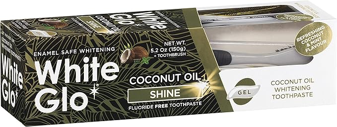 White Glo Coconut Oil Whitening Toothpaste, Refreshing Coconut & Mint Flavour, Fluoride-free Holistic Oral Care, Infused Luxurious Coconut Oil For Sparkling White Teeth and Ultimate Clean - 5.2 Ounces
