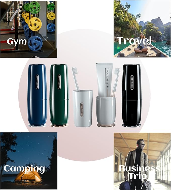 Luxury White Plastic Travel Toothbrush Holder Case with Cover, Portable Travel Toothbrush Cup, Storage Container for School Camping Business Trip Bathroom