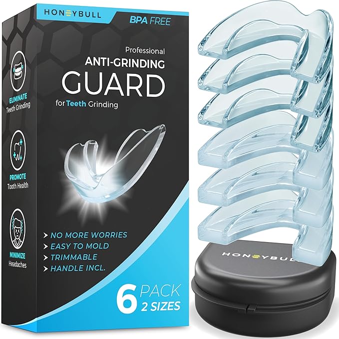 HONEYBULL Anti Grinding Guard Set [6 Pack - Mixed] Comes in 2 Sizes for Light and Heavy Grinding | Comfortable Custom Mouth Guard for Nighttime Teeth Grinding