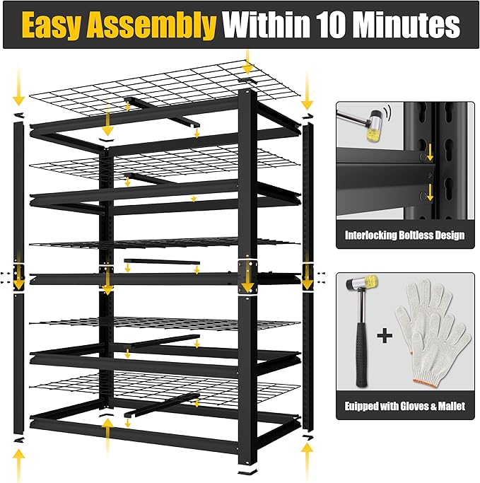 PrimeZone Heavy Duty Garage Shelving 5 Tier Heavy Duty Storage Shelves Adjustable Industrial Metal Wire Shelf Unit for Garage,Basement,Pantry,Warehouse,Commercial,48" W X 24" D X 72" H 4 Pack