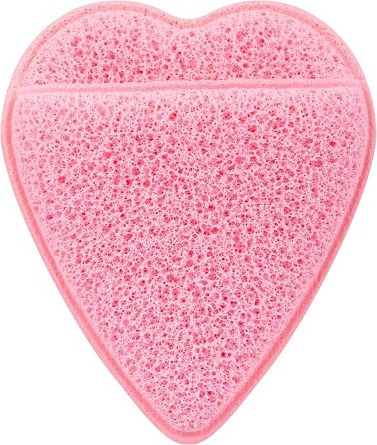 APRILSKIN Heart-Shaped Plush Facial Cleansing Sponge, Reusable Scrubber for Deep Pore Cleansing & Blackhead Removal, Soft Mesh with Finger Insert, Gentle on Skin, Quick Drying Lanyard