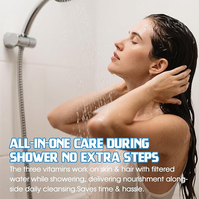 xcivi Vitamin C + E + A Shower Filter Replacement Cartridge for Aquahomegroup Shower Head, Shower Head Filter Supports Healthier Skin, Hair & Nails - 3 Packs