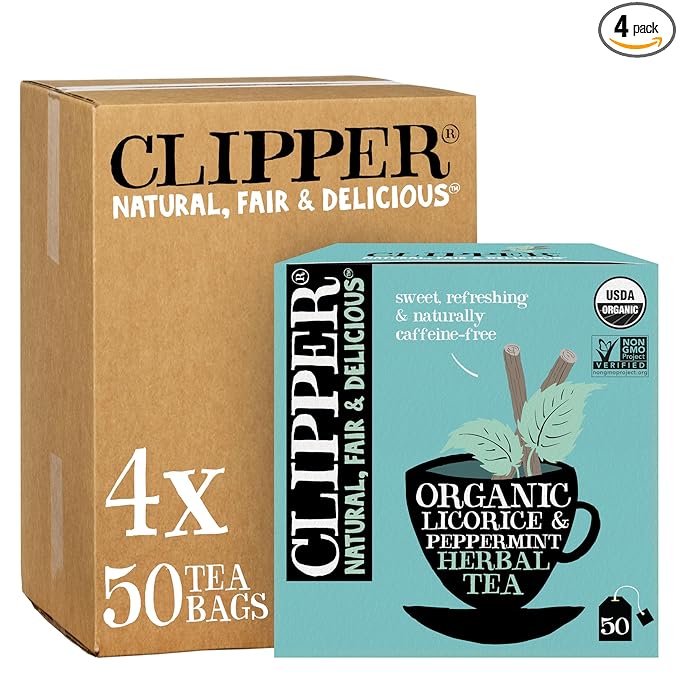 Clipper Tea Peppermint & Licorice Teabags – Caffeine Free, USDA Organic, Great Hot or Iced – Sweet, Refreshing, Natural, Fair & Delicious Sweet – 200 Tea Bags
