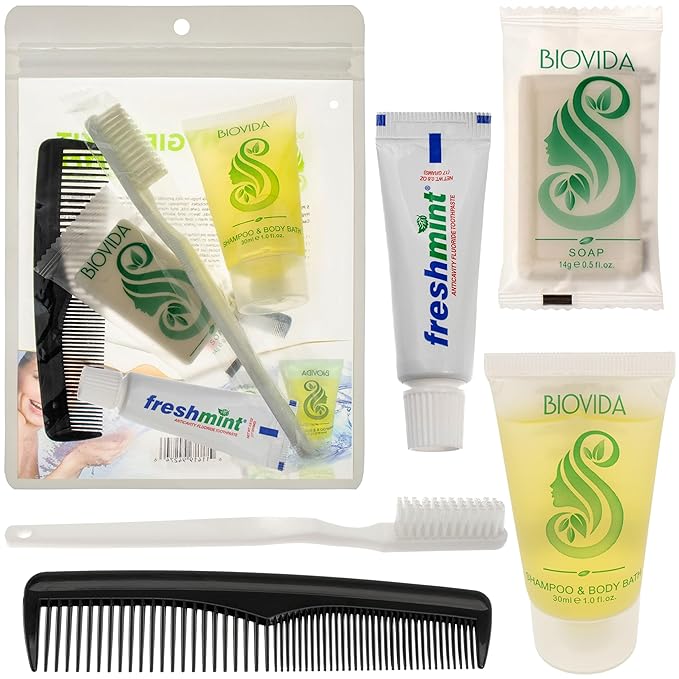 Moda West 96 Hygiene Kits - Bulk Case of Wholesale Basic Toiletry Kits for Men, Women, Travel, Charity 5 Pc Kit