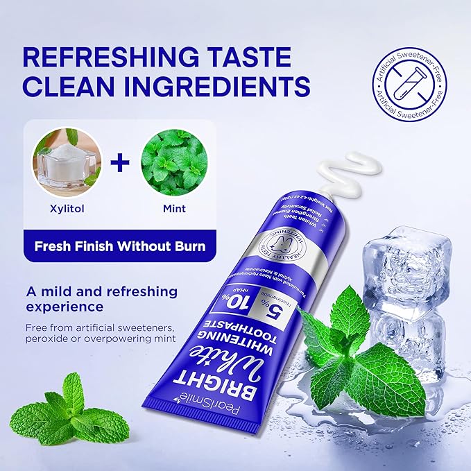 PearlSmile Niacinamide Hydroxyapatite Whitening Toothpaste – 10% Nano Hydroxyapatite + 5% Niacinamide – Strengthens Enamel, Remineralizes, Brightens Teeth – Fluoride-Free, Travel Size, 4.2oz