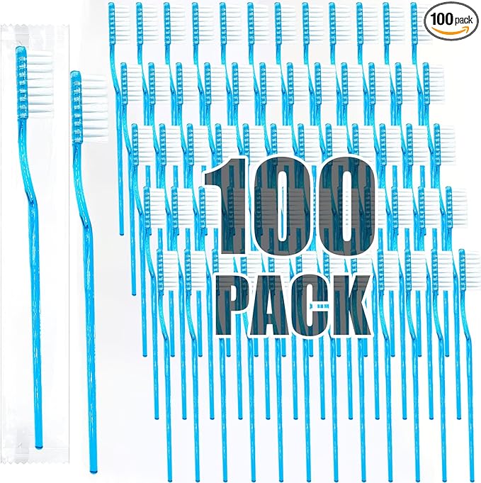 Disposable Toothbrushes with Toothpaste Adult Pre-Pasted Disposable ToothbrushTravel with Toothpaste Bulk Toothbrushes Waterless Toothbrush Individually Wrapped Mint-100Pcs