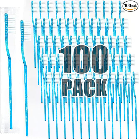 Disposable Toothbrushes with Toothpaste Adult Pre-Pasted Disposable ToothbrushTravel with Toothpaste Bulk Toothbrushes Waterless Toothbrush Individually Wrapped Mint-100Pcs