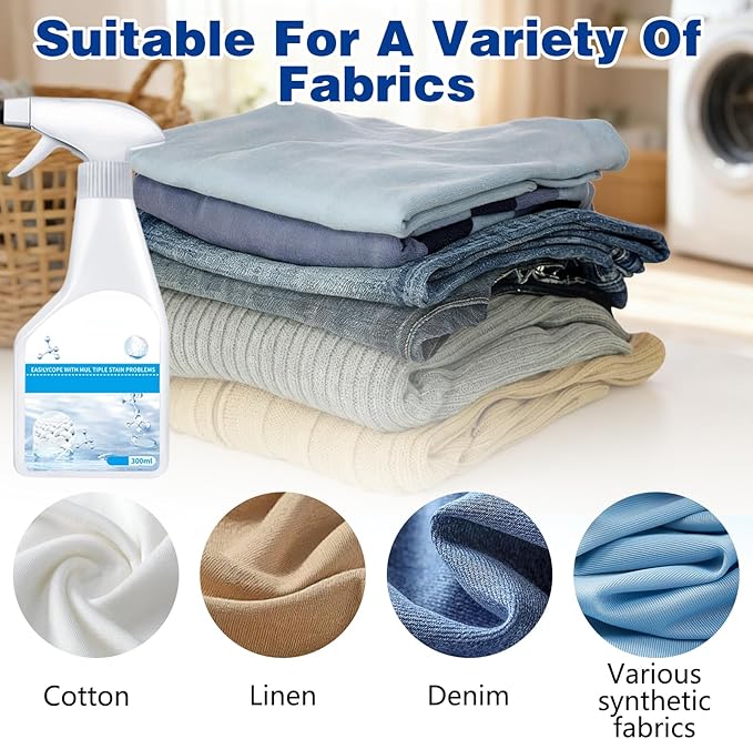 Wondolla Stain Remover, Stain Treater Spray, White Shirt Guardian Dry Clean Spray, Clothes Oil Laundry Cleaning Remover, Strong Decontamination for Grease/Oil/Food on Clothes and Shoes (1PC,300ML)