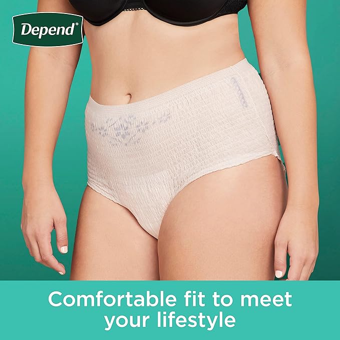Depend Fresh Protection Adult Incontinence Underwear for Women (Formerly Depend Fit-Flex), Disposable, Maximum, Medium, Blush, 30 Count, Packaging May Vary (Pack of 2)